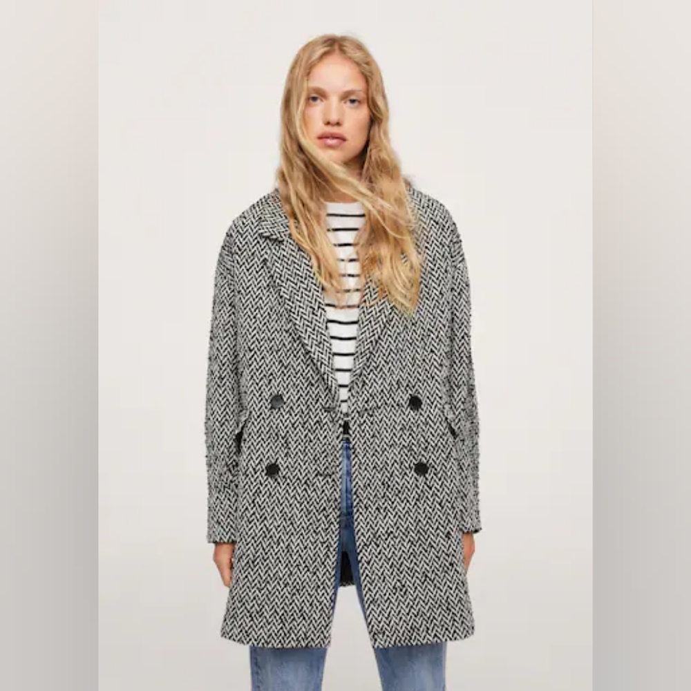 Herringbone Double-breasted Coat